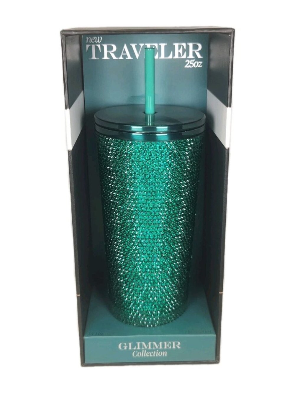 NEW Rhinestone Traveler Glimmer Collection Emerald Crystal Tumbler 25oz